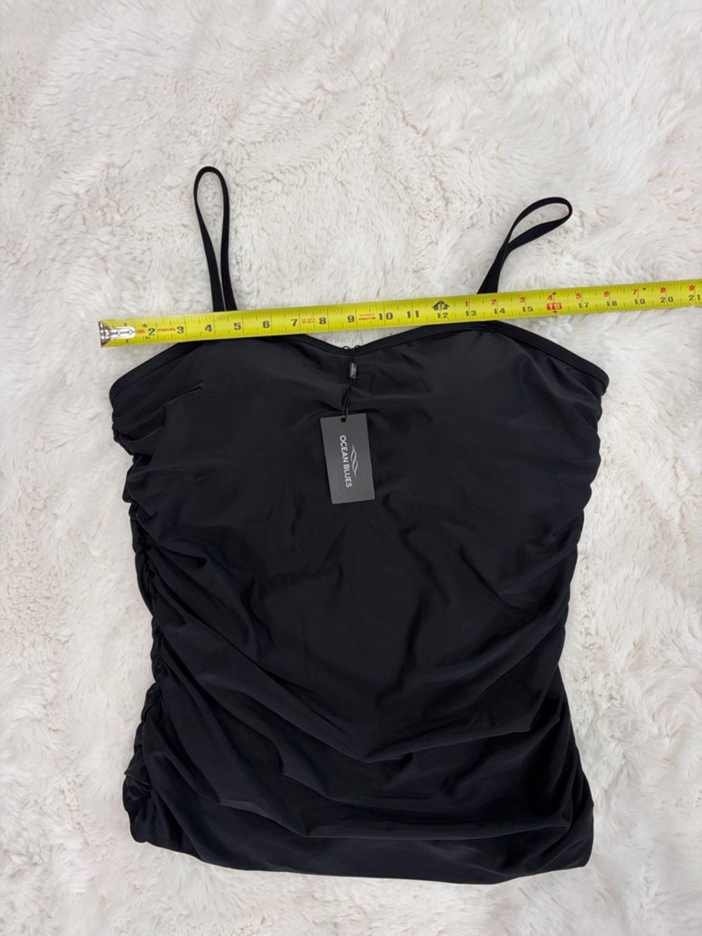 Ocean Blues Black Ruched One-Piece Swimsuit,Size 2XL. - Picture 10 of 13